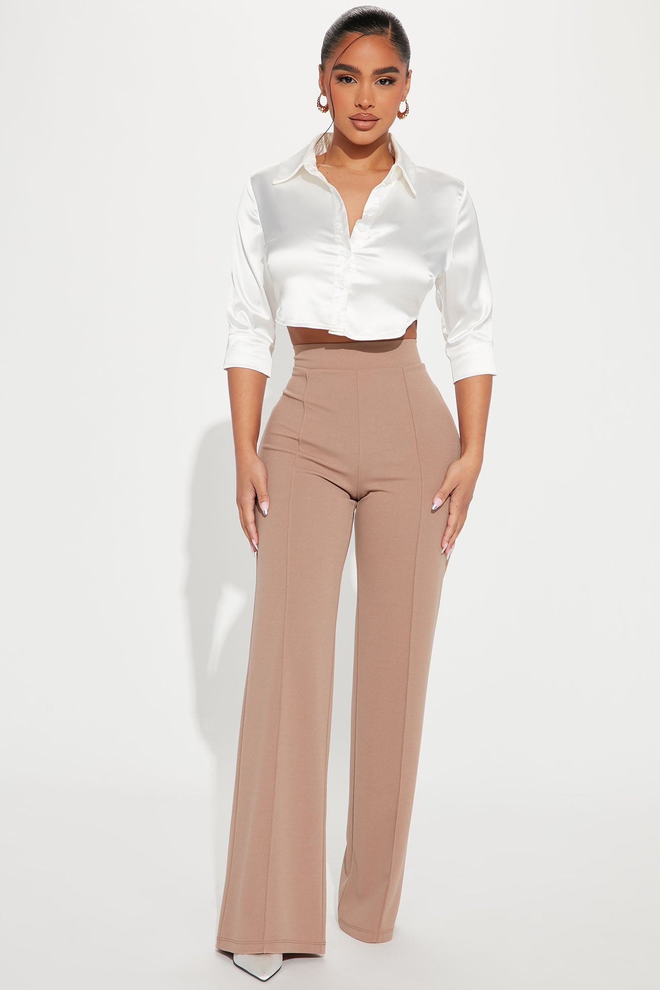 Victoria High Waisted Dress Pants - Taupe  Casual outfits for girls, High  waisted dress pants, Business casual outfits for work
