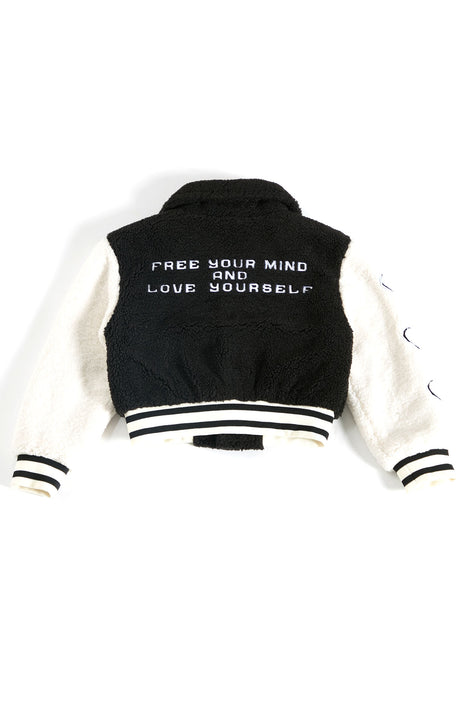 Mini Free Your Mind Varsity Jacket - Black/White