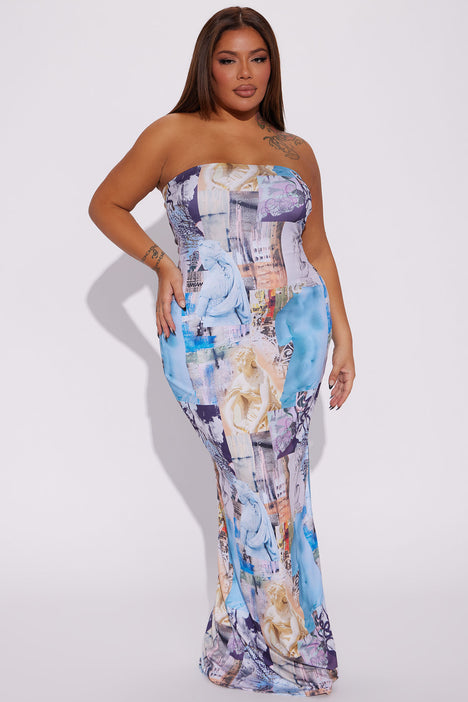 When In Rome Maxi Dress Blue combo