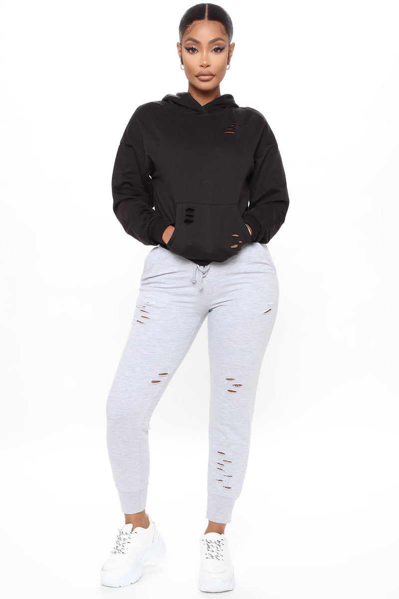 Step Your Game Up Distressed Lounge Joggers - Heather Grey | Fashion ...