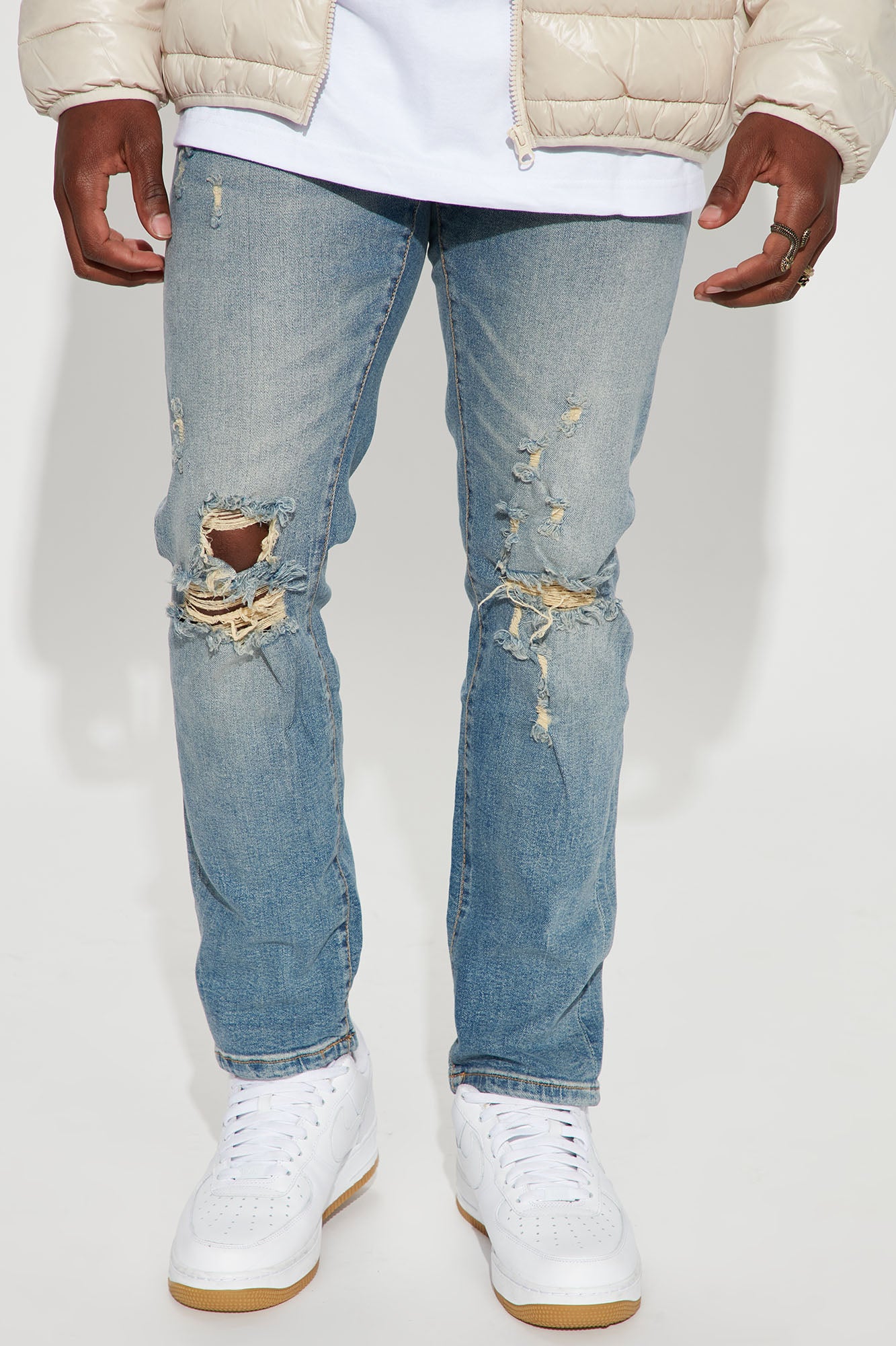 Go Along Paint Splatter Slim Jeans - Light Wash