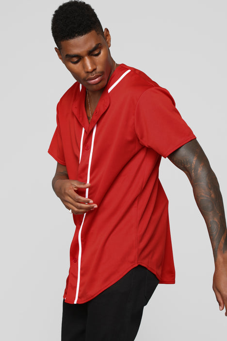 Homerun Baseball Jersey - Red, Fashion Nova, Mens Shirts