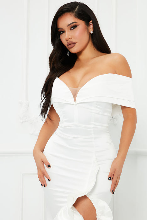 Luxe Feeling Sequin Gown - White, Fashion Nova, Dresses