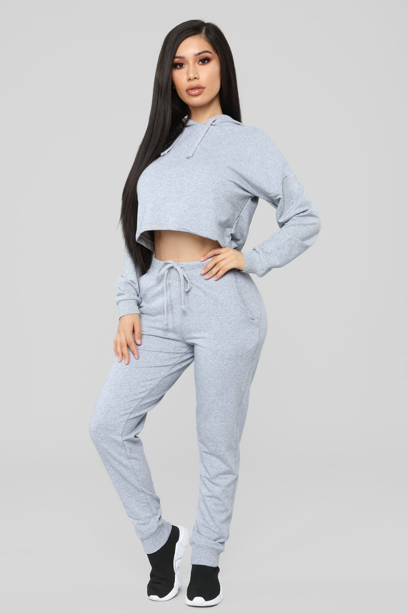 Latest And Greatest French Terry Crop Hoodie - Heather Grey | Fashion ...