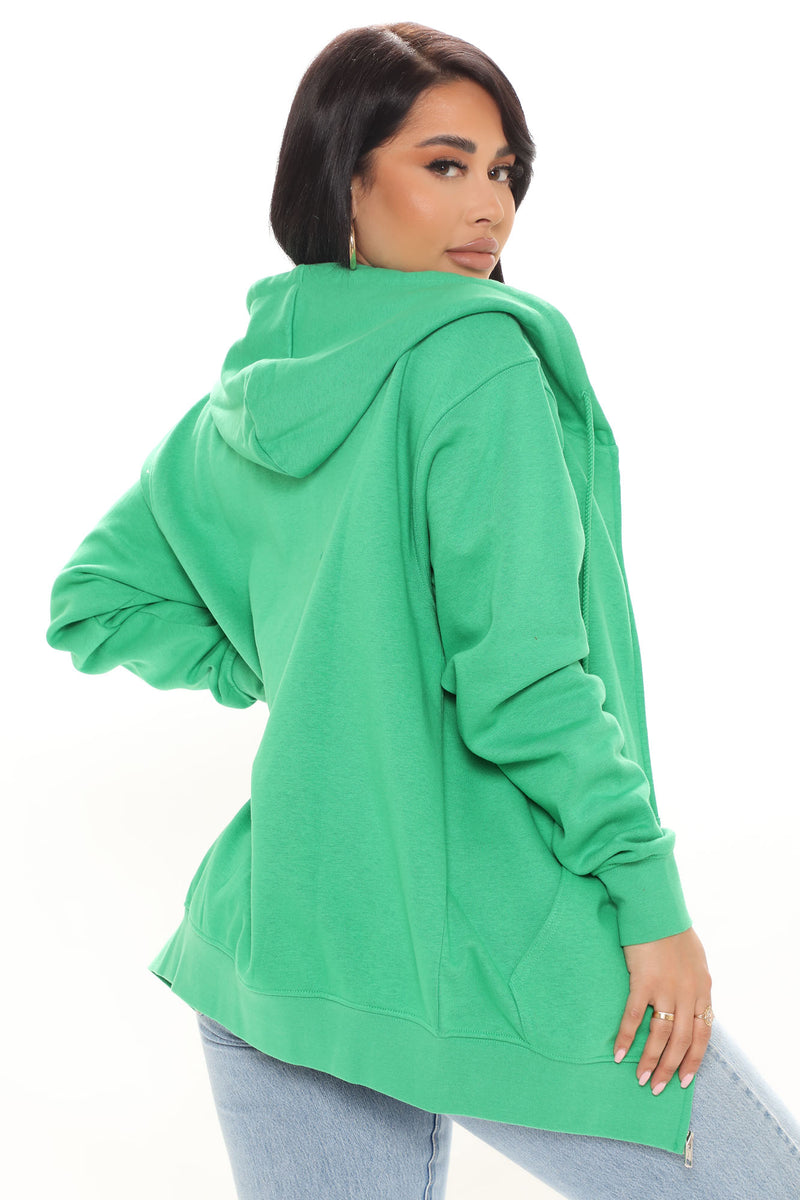 Stole Your Boyfriend's Oversized Zip Up Hoodie - Kelly Green | Fashion ...
