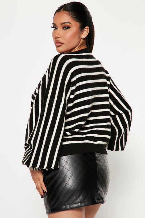 Autumn Dreams Striped Sweater - Black/White, Fashion Nova, Sweaters