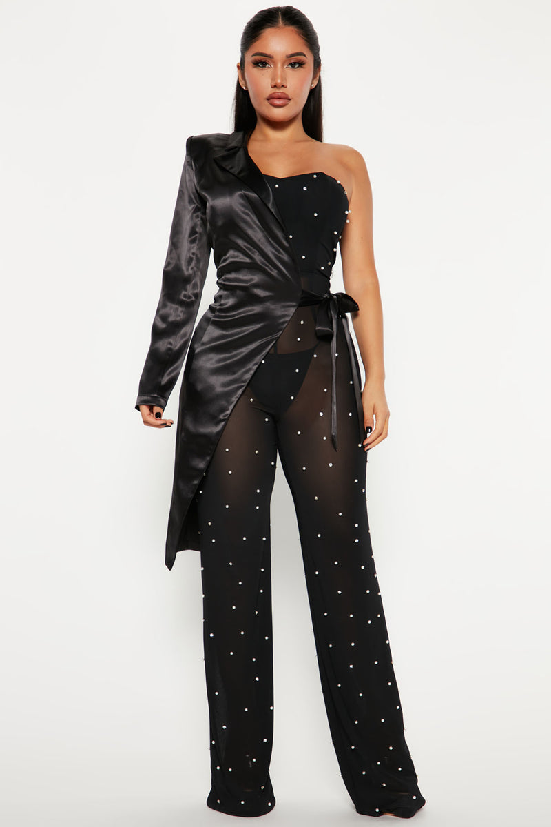 Crystal Mesh Blazer Jumpsuit - Black | Fashion Nova, Jumpsuits ...