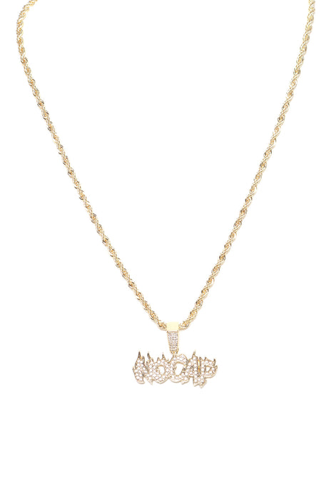 No Cap Pendant Rope Chain Necklace - Gold