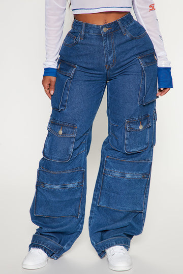 Chelsea Drop Waist Baggy Jeans - Medium Wash