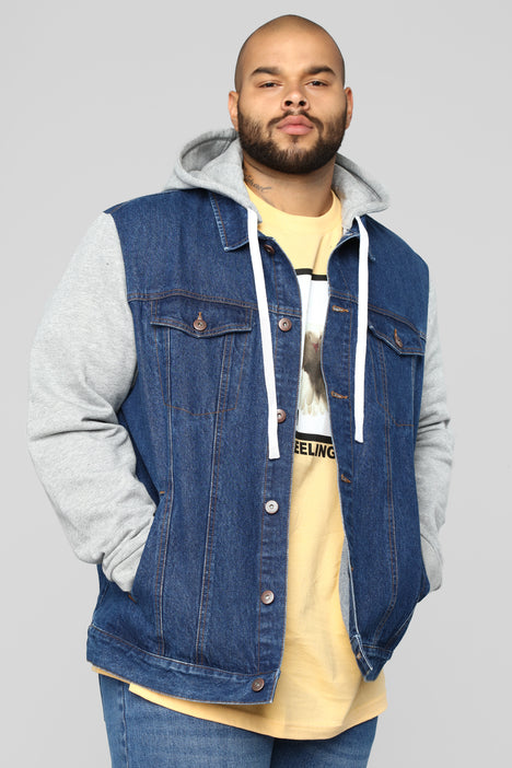 Men's Hoodie Denim Jean Jacket Loose Plus Size Street Button Down  Coat,Blue,L : Amazon.ca: Clothing, Shoes & Accessories