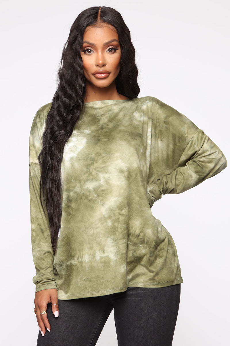 Simple Perfection Tie Dye Top - Olive/combo | Fashion Nova, Knit Tops ...