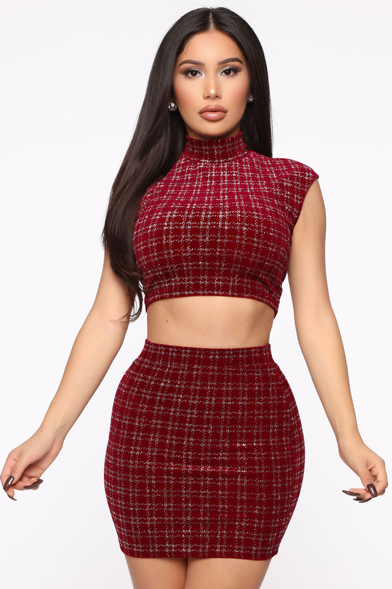 Party Time Skirt Set - Burgundy | Fashion Nova, Matching Sets | Fashion ...