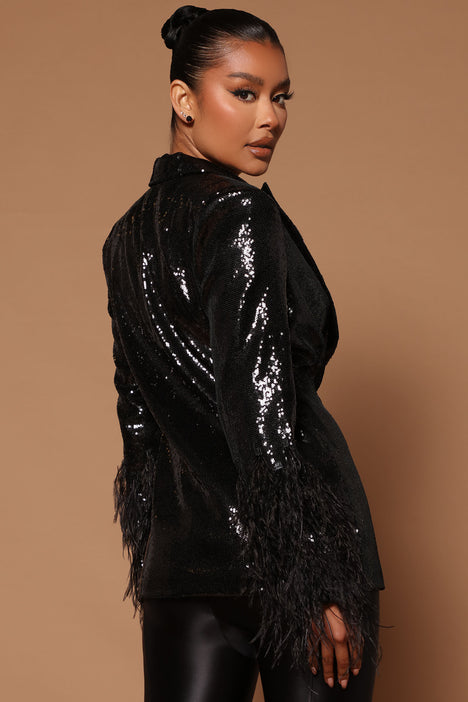 Vera Sequin Embroidered Blazer - Black, Fashion Nova, Luxe