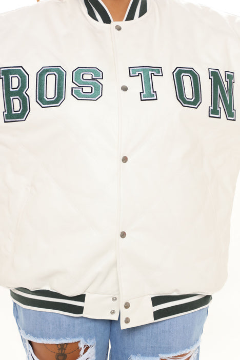 Boston Bound Varsity Jacket - White