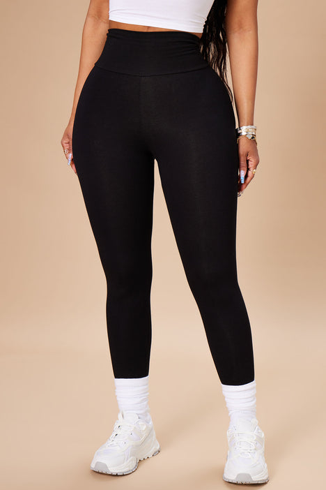 Plus Size Ultra High Rise Black Ribbed Waist Luxe Legging