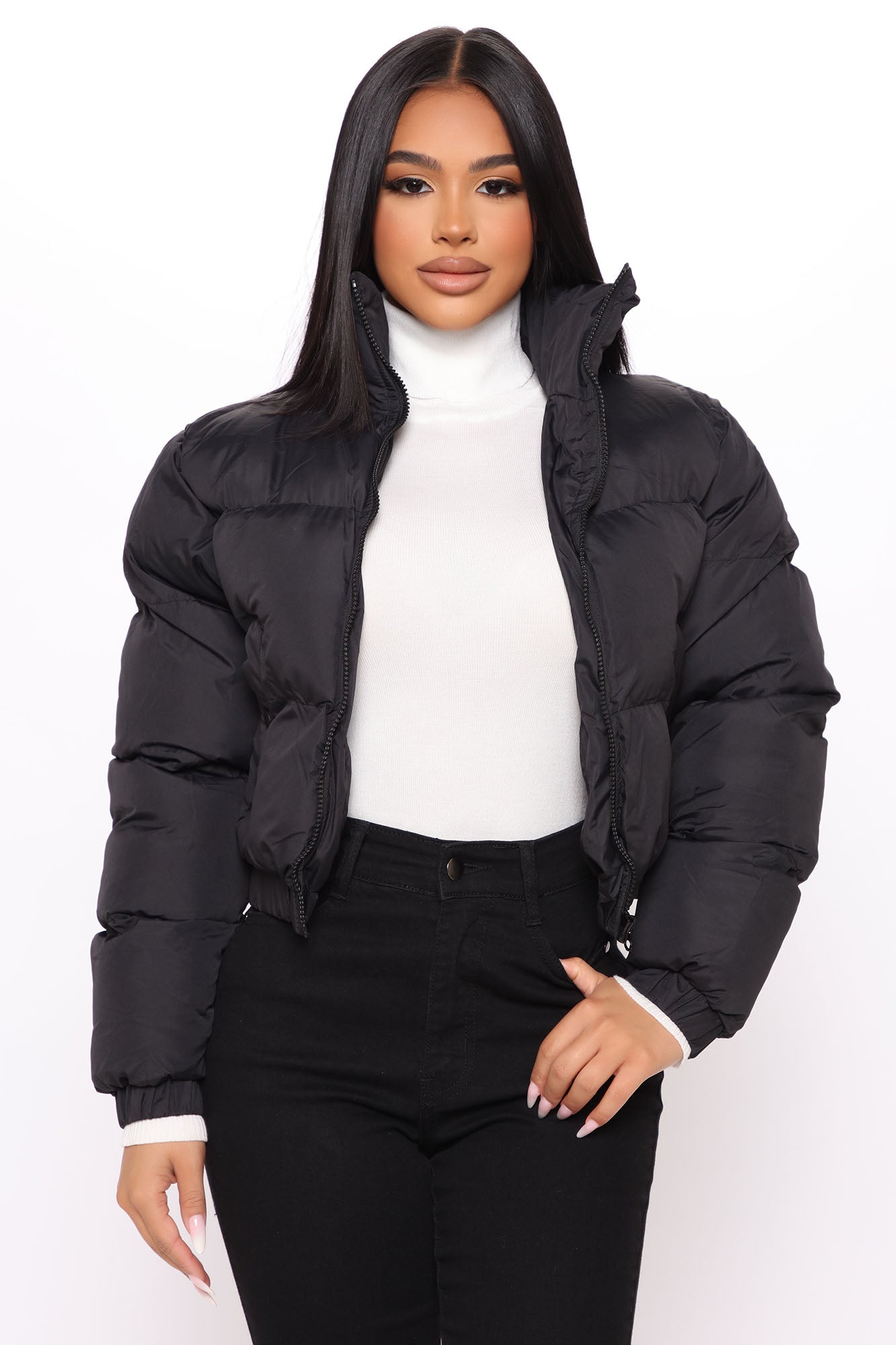 Can't Be Beat Cropped Puffer Jacket - Black, Fashion Nova, Jackets & Coats