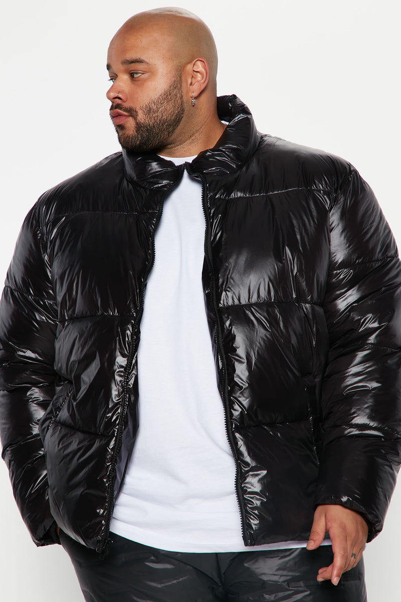 High Collar Gloss Puffer Jacket - Black | Fashion Nova, Mens Jackets ...
