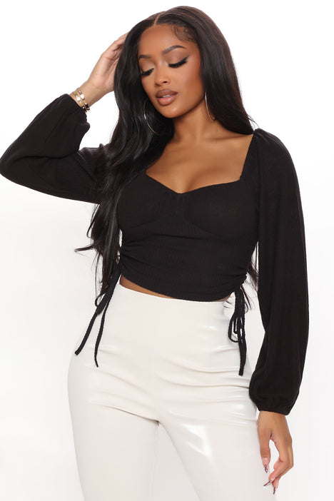 Square neck ribbed knit crop top, Women's Fashion, Tops, Longsleeves on  Carousell