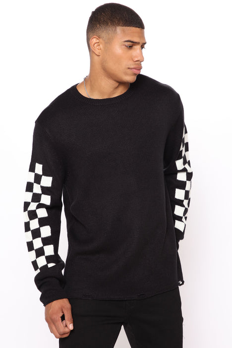 Checkered Hit Sweater - Black/White, Fashion Nova, Mens Sweaters