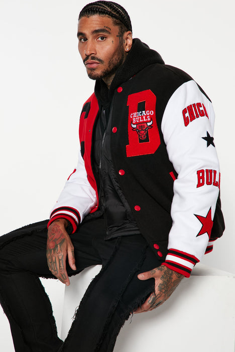 Bulls Cropped Letterman Jacket - Red/Black, Fashion Nova, Jackets & Coats