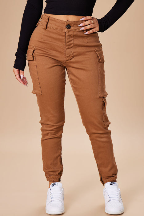 KaLI_store Womens Cargo Pants Womens Casual Loose Pants Comfy Cropped Work  Pants with Pockets Elastic High Waist Paper Bag Pants Brown,L - Walmart.com