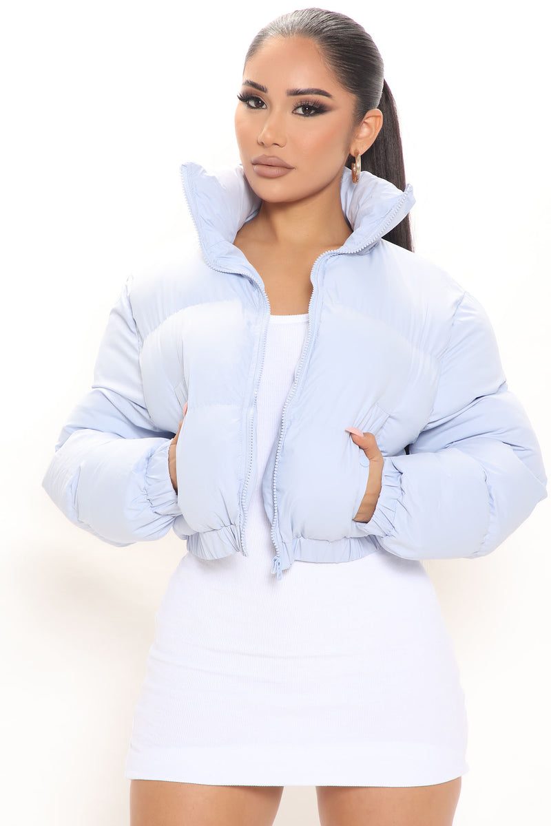 Looking Brand New Cropped Puffer Jacket - Light Blue | Fashion Nova ...