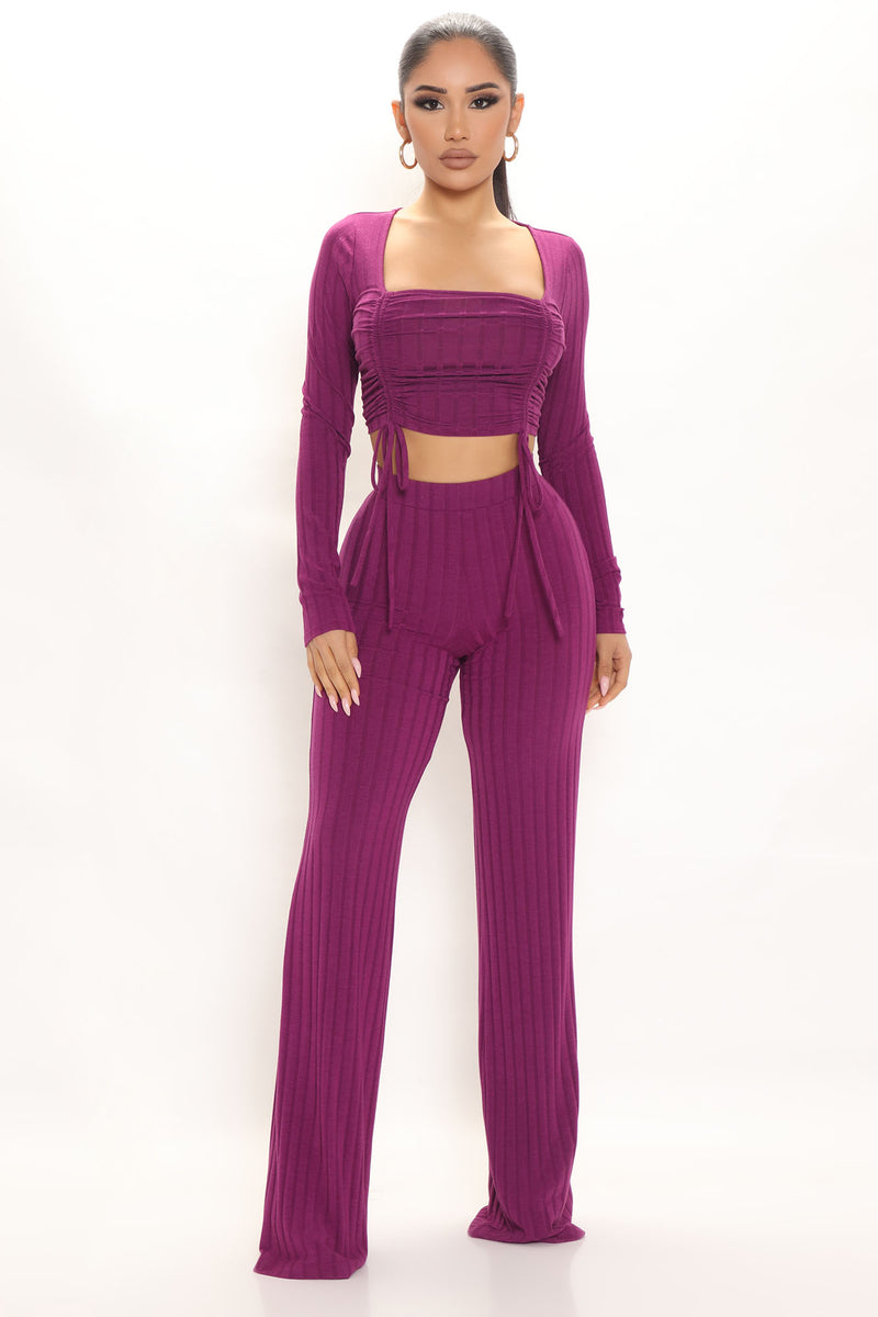 Asmara Ribbed Pant Set - Plum | Fashion Nova, Matching Sets | Fashion Nova