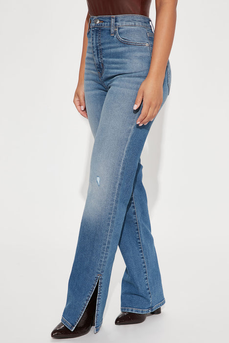Petite Killing \'Em Softly Split Fashion Wash Jean Fashion Jeans Medium | Side Nova, Nova Blue | 