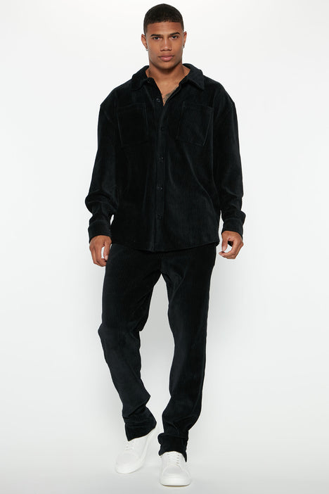 Luxury Knit Ribbed Shirt - Black