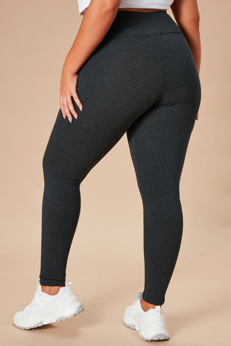 Plus Size Charcoal Grey Faux Suede High Waisted Leggings