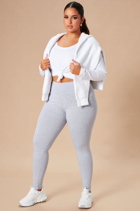 LEG-P {Embrace Change} Ash Grey Cotton Full Length Leggings PLUS SIZE –  Curvy Boutique Plus Size Clothing