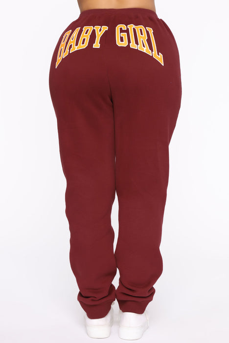 Baby Girl Sweatpants - Burgundy, Fashion Nova, Pants