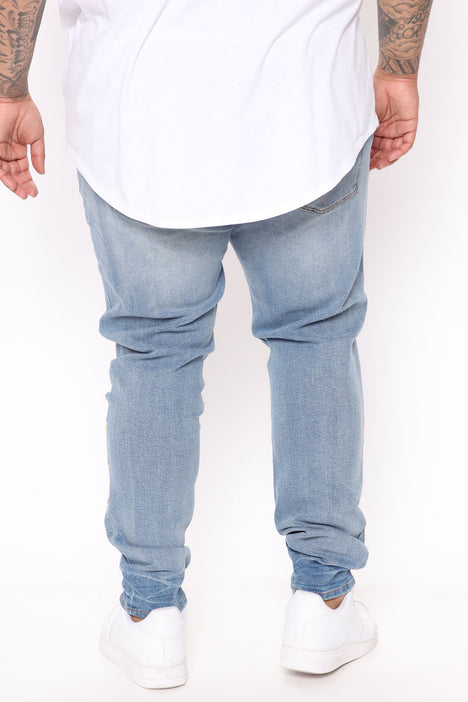 Tie Dye Patchwork Skinny Jeans - Medium Wash