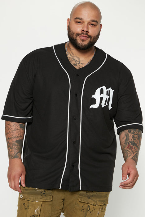 Michelangelo Mesh Oversized Baseball Jersey - Black
