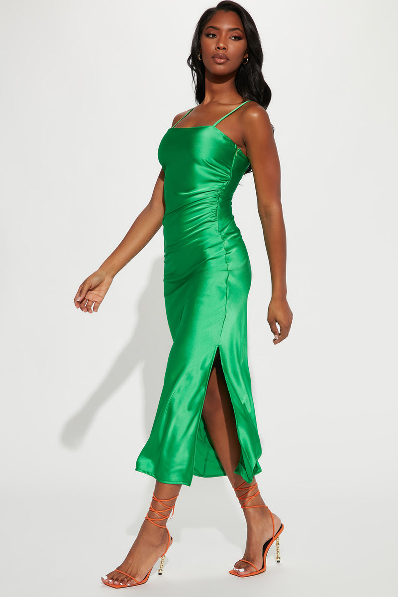 Sierra Satin Midi Dress - Green | Fashion Nova, Dresses | Fashion Nova