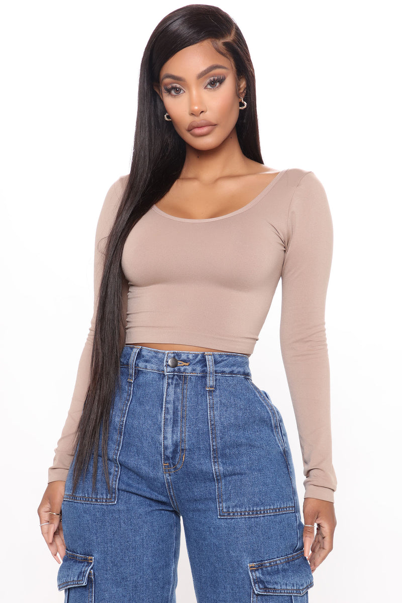 Wink Back At You Lace Up Top - Taupe | Fashion Nova, Knit Tops ...