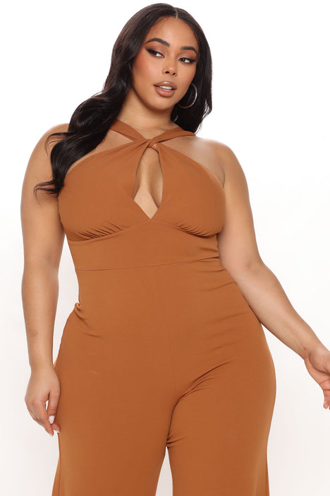 Need A Date Jumpsuit - Cognac