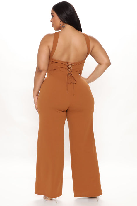 Need A Date Jumpsuit - Cognac