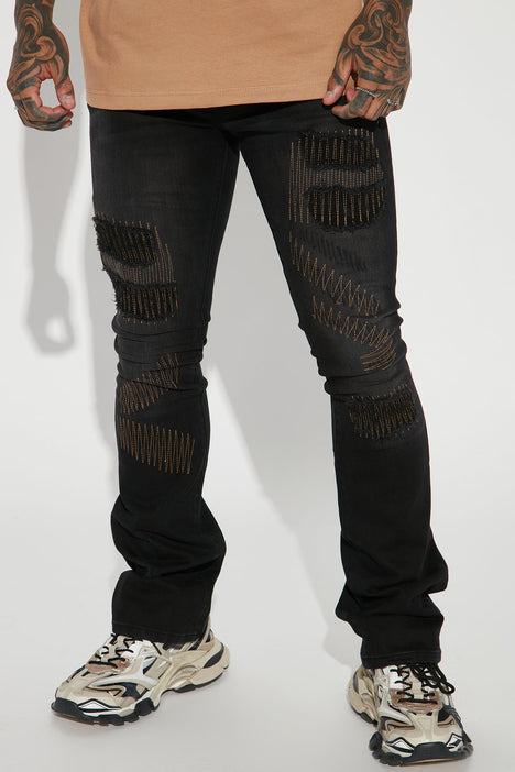 Stitch It Stacked Flared Jeans - Black | Fashion Nova, Mens Jeans