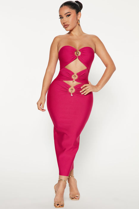 Victoria Bandage Midi Dress - Pink, Fashion Nova, Dresses