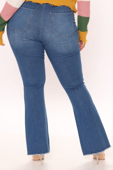 Valentina High Rise Flare Jeans - Medium Blue Wash