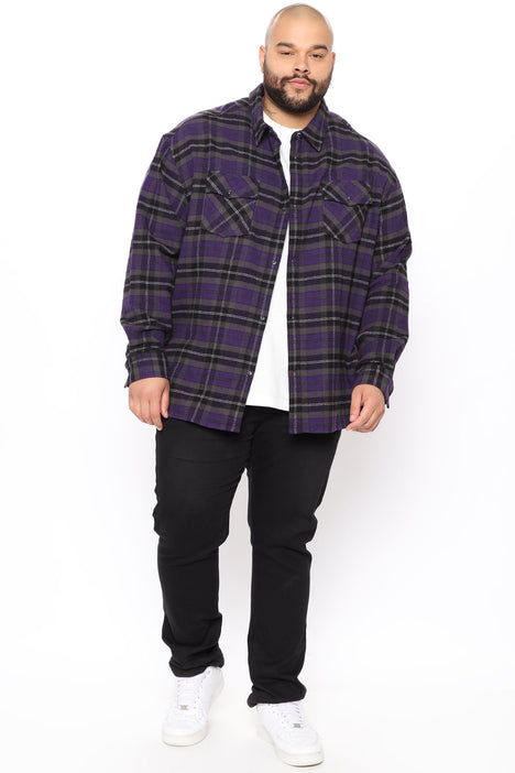 Stay The Night Long Sleeve Flannel Shirt - Purple/Green, Fashion Nova,  Mens Shirts