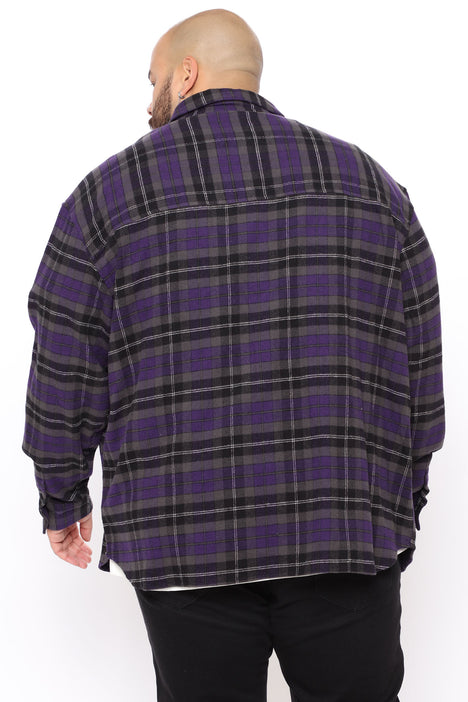 Stay The Night Long Sleeve Flannel Shirt - Purple/Green, Fashion Nova,  Mens Shirts