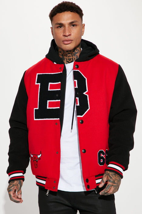 Bulls Cropped Letterman Jacket - Red/Black, Fashion Nova, Jackets & Coats