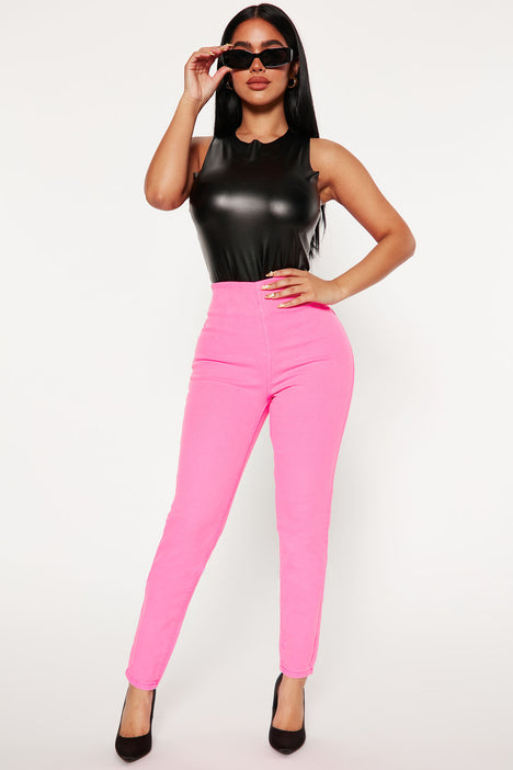 Classic Neon High Waist Jean - Pink, Fashion Nova, Jeans