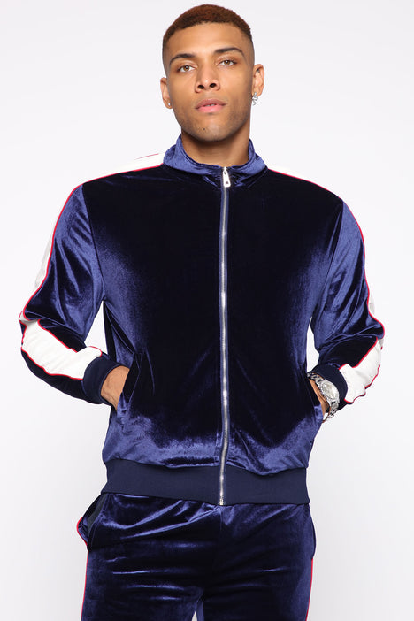 Eddie Velour Track Jacket - Navy/combo | Fashion Nova, Mens