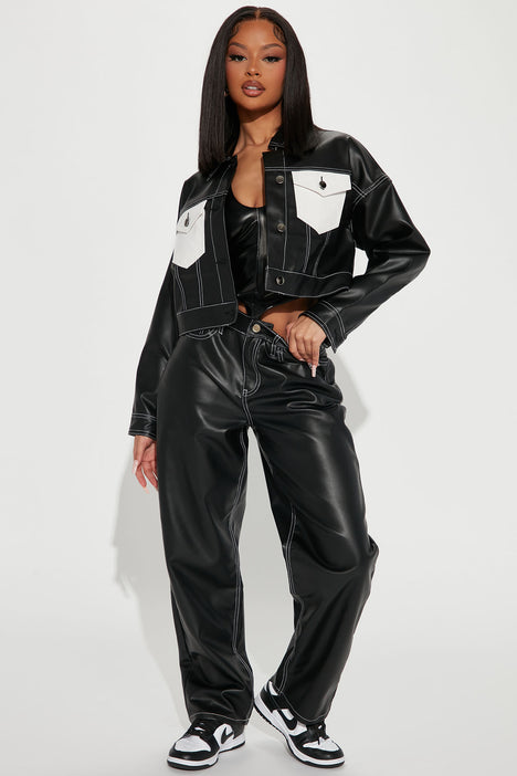 Made To Shine Faux Patent Leather Pant - Black