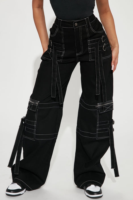Cruise Control Contrast Stitch Cargo Pants - Black, Fashion Nova, Pants
