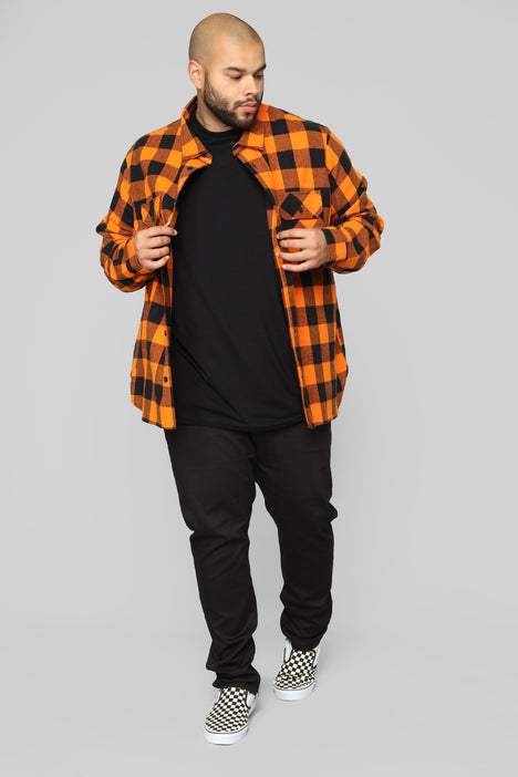 Kane's Long Sleeve Flannel Top- Orange/combo