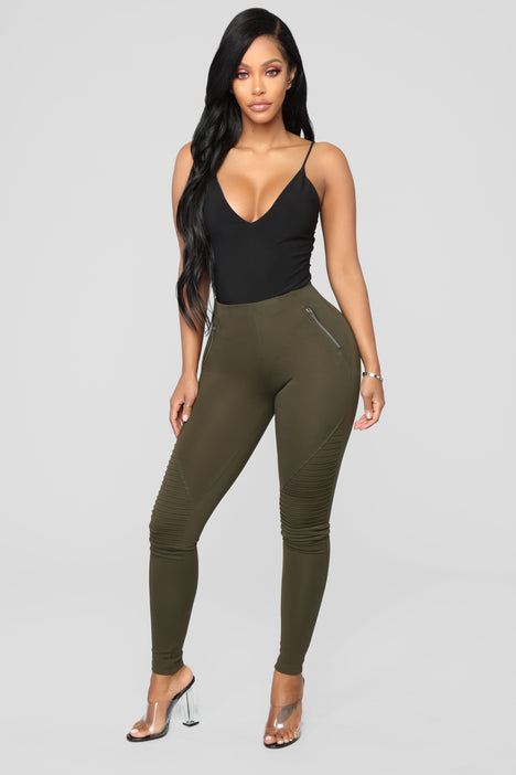 Womens Liliana Faux Leather Leggings in Olive Green Size Small by Fashion  Nova